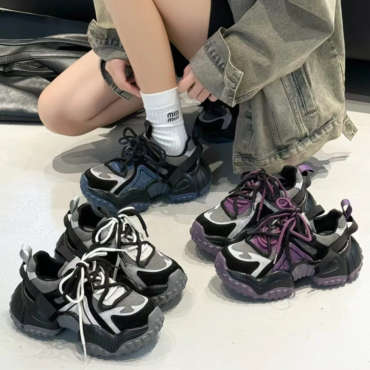 

Женские кроссовки на платформе в стиле ретро, осенне-зимняя модная повседневная обувь, женские однотонные кроссовки в стиле ретро для женщин