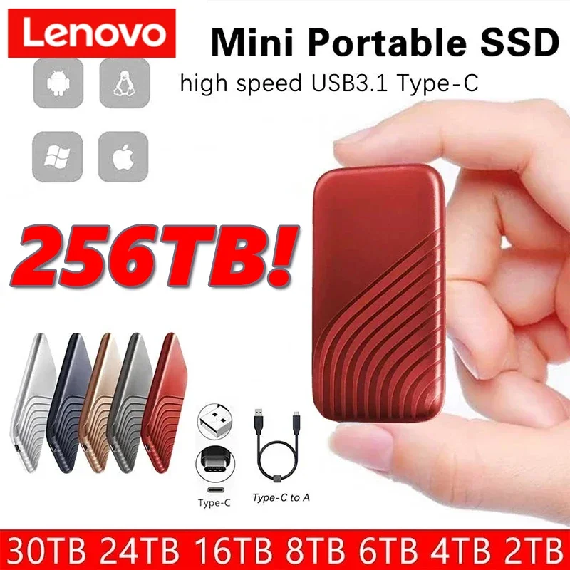 

Оригинальный SSD-накопитель Lenovo 2 ТБ, 2,5-дюймовый твердотельный накопитель, портативный жесткий диск для ноутбуков и мобильных телефонов