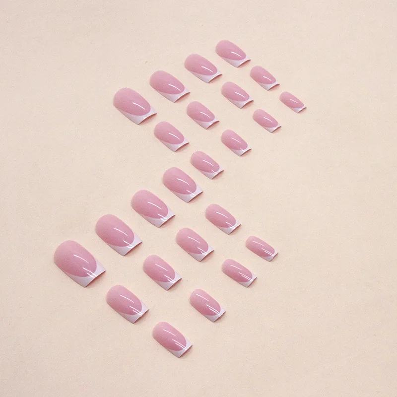 24 short square press on nails minimalist contrasting fake nails, paired with 1 piece of jelly and 1 nail file