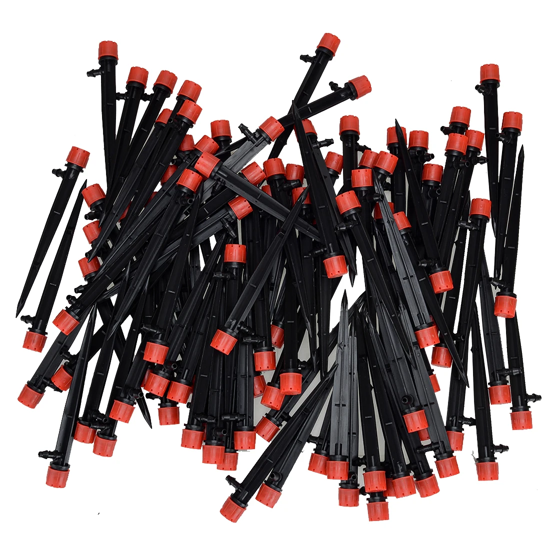 100pcs 13cm Adjustable Water Flow Irrigation Drippers On Stake Emitter Drip Sprinklers PP 8 Holes Fit for Pots Tubs Ground Cover