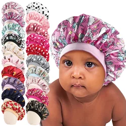 Fashion New African Children Adjustable Printing Ankara Satin Bonnet Sleep Cap Baby Kids Satin Bonnet Sleep Hat Silk Shower Cap