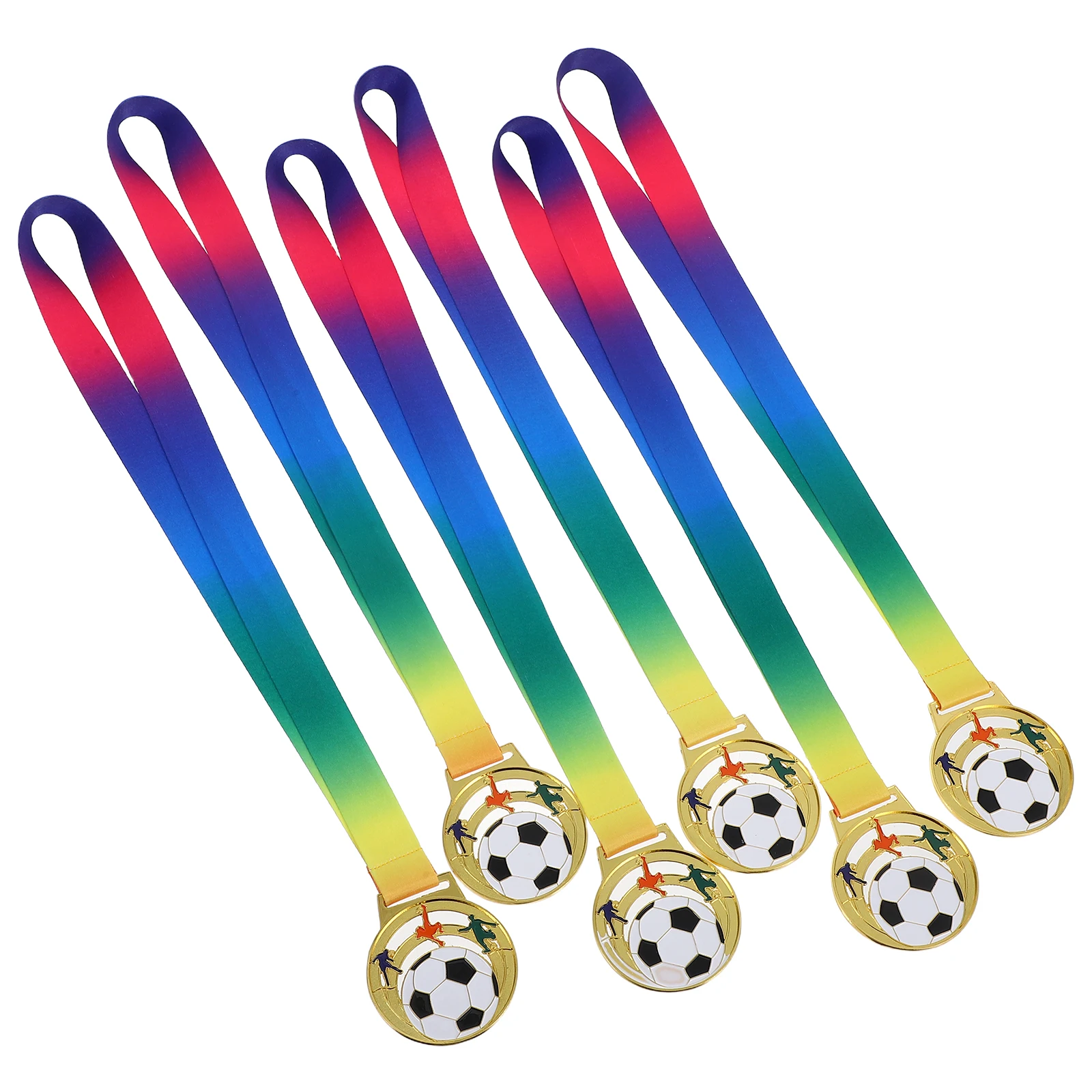 

6pcs Zinc Alloy Soccer For Kids Hollow Design Lightweight Sports Awards With Neck Ribbon Soccer Winner Medals Children Sport Day
