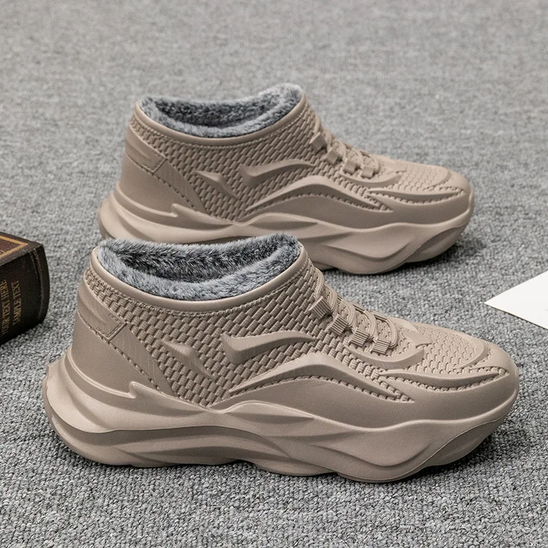 أحذية الثلوج الرجالية لشتاء 2025 مع أحذية المياه العازلة القطيفة وأحذية المطر والأحذية القطنية