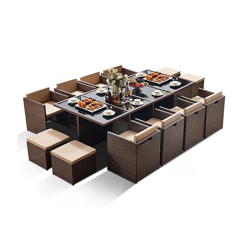 

Leisure Outdoor Table Chairs Modern Open-air Garden Furniture Sets Patio Rattan Furniture Set Waterproof and Sun-proof Armchair