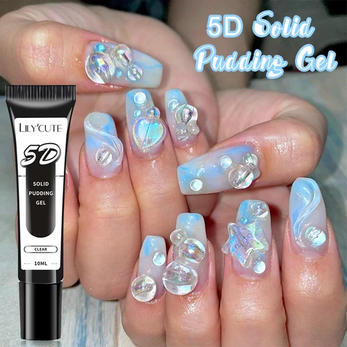 Imagen 1 del producto LILYCUTE 10ml 5D sólido pudín Gel esmalte de uñas tubo relieve pintura Gel polaco translúcido gelatina barniz DIY diseño de Arte de uñas