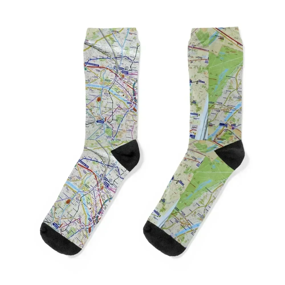 

Paris Metro Map Socks colored anti slip football Soccer Men's Socks Women's