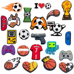 Conjunto de 1 encantos de sapato pvc para menino e menina, calçados esportivos, basquete, futebol, decoração, espada, acessórios, presente para adolescente