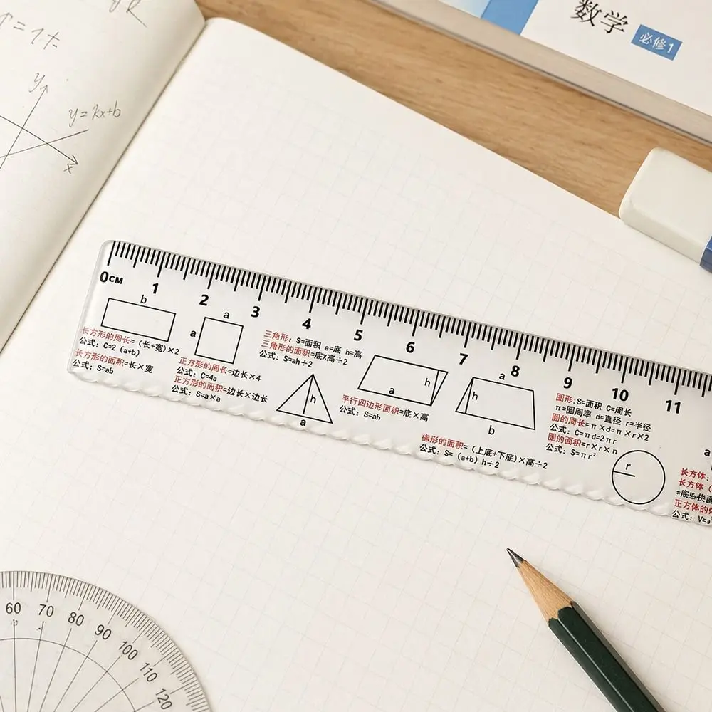 Plastic Mathematical Formula Ruler Transparent Printed Formula Straightedge Ruler Lightweight Easy to Read