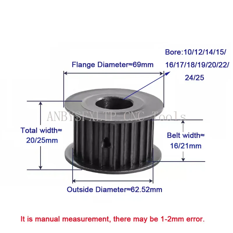 HTD5M 40 Teeth AF Timing Belt Pulley 45# Steel Tooth Width 16/21 Bore 10/12/14/15/16 to 25mm Industrial Transmission Pulley 40T