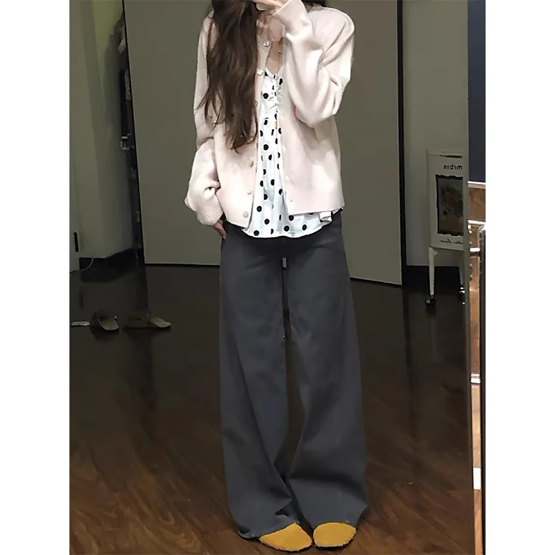 Vrouwen Vintage Button Design Jeans Amerikaanse Retro Streetwear Denim Broek Y2K Casual Losse Harajuku 2000s Wude Leg Broek