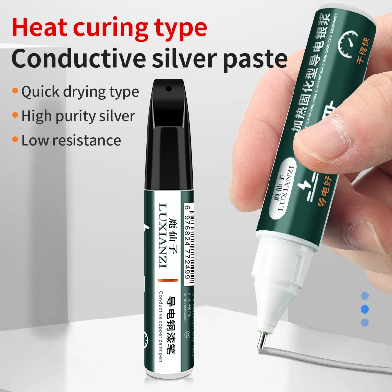 LUXIANZI Conductive Silver Paint Pen Anti-interference Circuit Board Repair DIY High Conductivity Low Resistance Copper Ink Pen