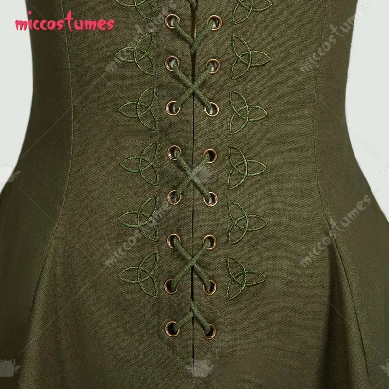 CyMiccostumes Women Medieval Costume Renaissance Sleeveless Dress Cottagecore Lace Up Fariy Dress