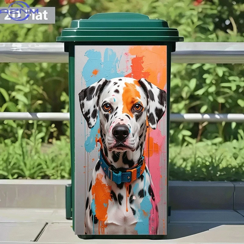 1pc Self-Adhesive Trash Can Sticker Compatible for Waste Bins, Walls - Modern Dalmatian Spotted Ink Design, Peel-and-Stick Wal