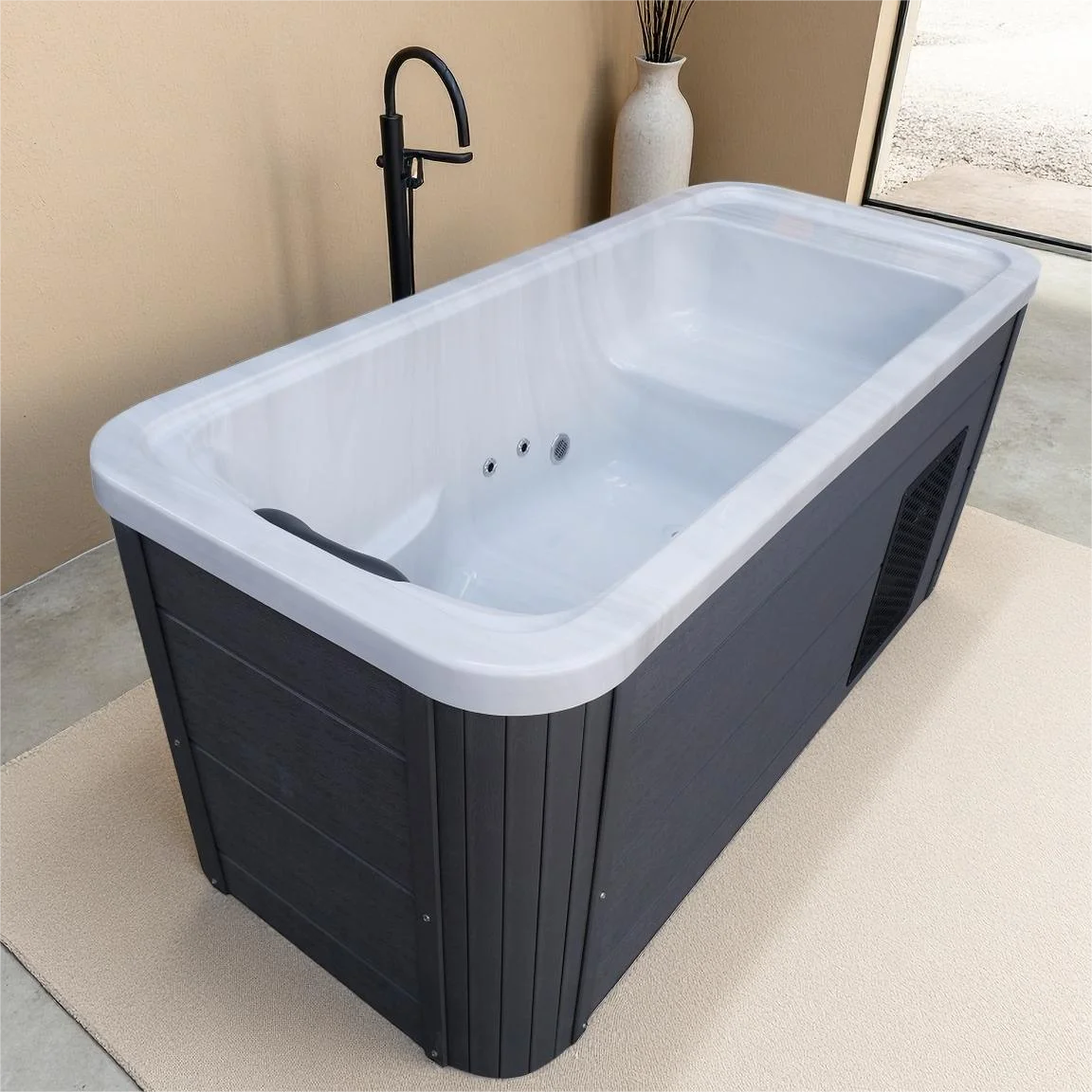 2.1M acrylic ice tub soak 1.5hp recycled ice tub CE certified UV ozone filter all in one cold soak tub