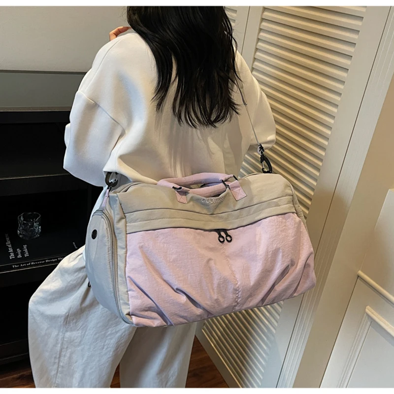Women'S Gym Fitness Bag Oxford Travel Tote Yoga Duffle Waterproof Shoulder Handbag Lightweight Outdoor Sports Bag Dry Wet