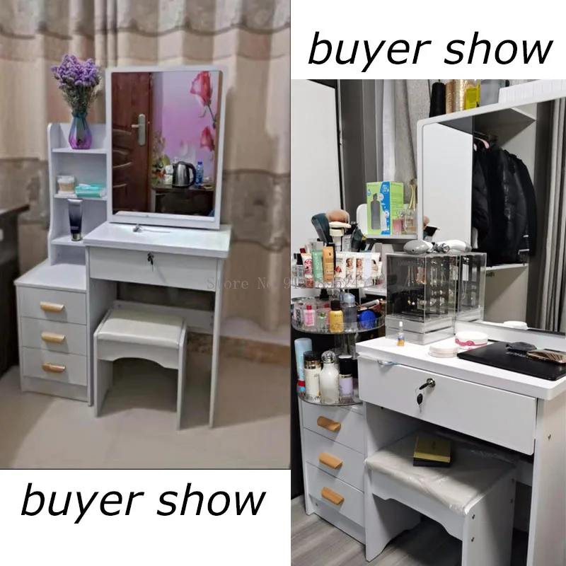 Meja Rias Putih Minimalis Modern Baru Meja Rias dengan Kursi Loker Cermin Lemari Terpadu Meja Rias Meja Rias Putih