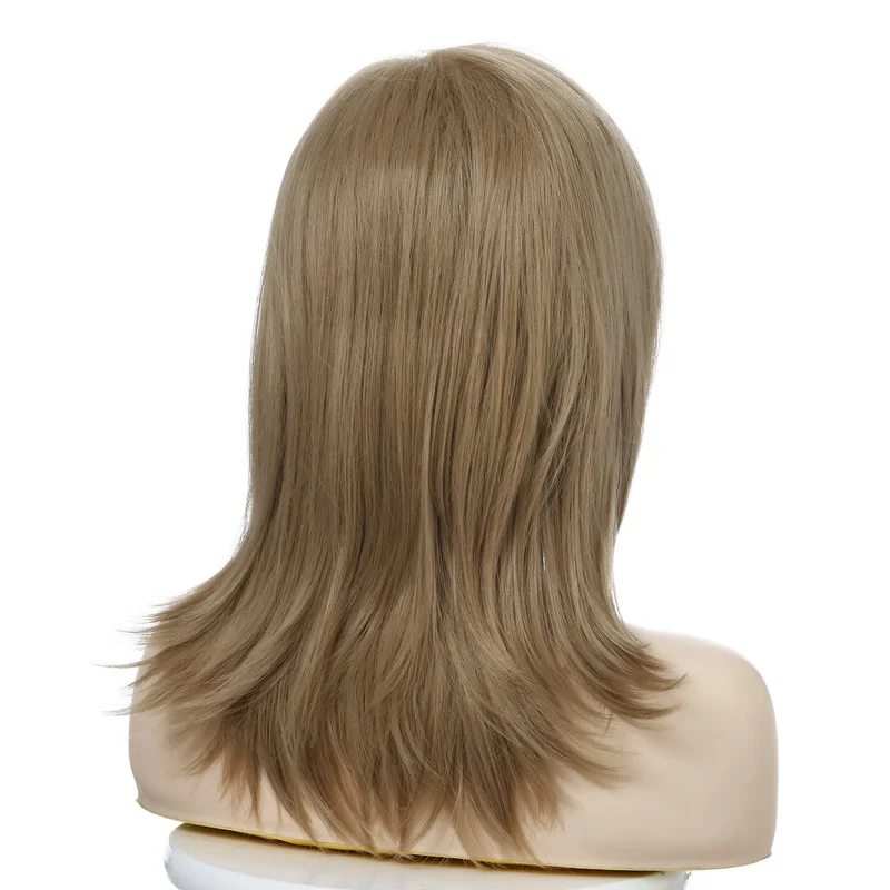 Women's Blonde Long Brown Synthetic Wigs Hair Golden Straight Wig