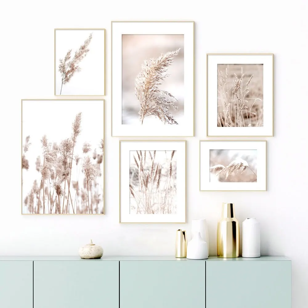 

Reed Natural Landscape Canvas Poster Wall Art, Picture Wall Decoration, Nordic Living Room and Room Home Decoration Paintings