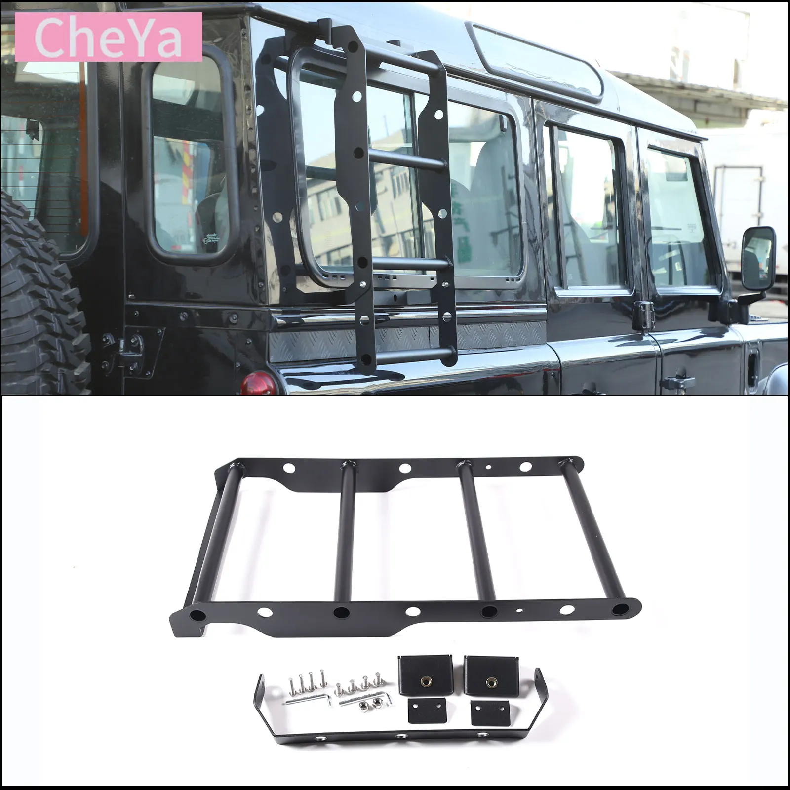 

For Land Rover Defender 90 110 130 04-18 Stainless Steel Black Car Side Door Ladder Protection Framework Car Modification Parts