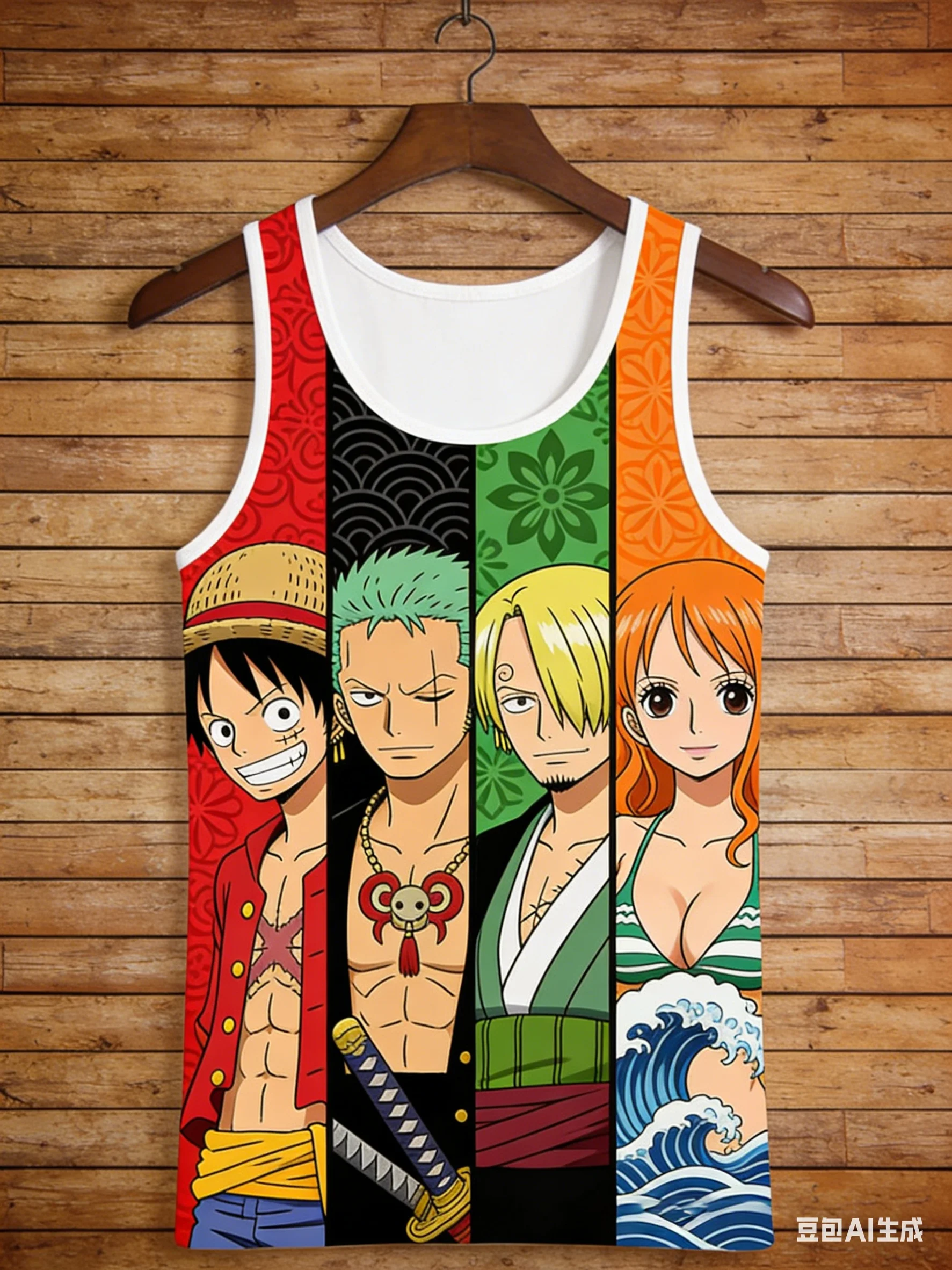 

Футболка-майка One Piece Collaboration, летняя, свободного кроя, универсальная, с аниме-принтом