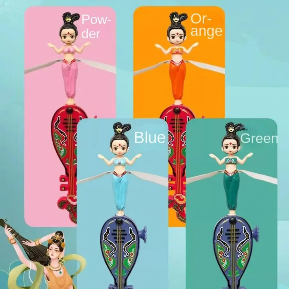 Creative Dancers Flying Dolls Disc Fairy Spinner Toy Fairy Flyer PP Flying Disc Toy Cartoon Pipa Pull String Toy Holidays