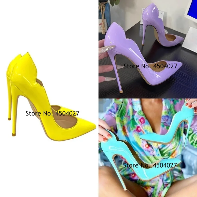 

Фиолетовый, черный, розовый, лакированная кожа, туфли-лодочки на высоком каблуке с острым носком, пикантные свадебные туфли на шпильке, женские туфли на высоком каблуке 12 см