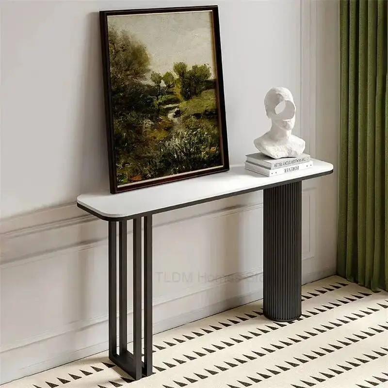 

Modern Italian Light Luxury Slate Console Table Simple Corridor Entrance Cabinet Against The Wall Home Entryway End View Table Z