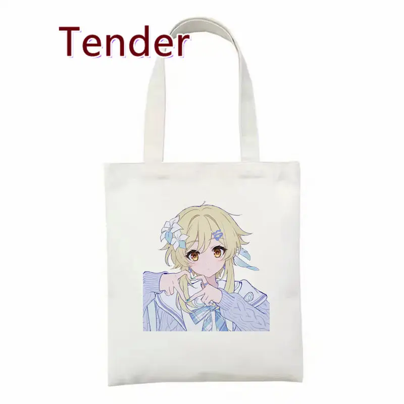 Lumine Genshin Impact Game Anime Tote Bags Women\'s Shoulder Bag Shopper Shopping Canvas Bag Shoulder Bag Fashion Girl Handbags