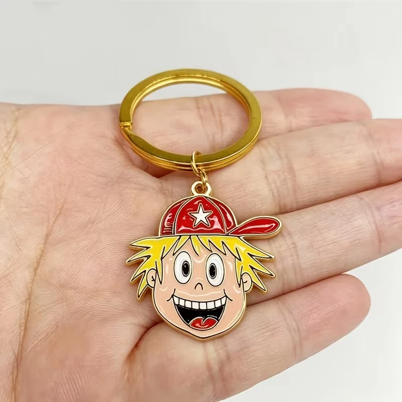 Akizoom Custom Engrave Color Picture Kid's Drawing Keychain Stainless Steel Personalized Name Photo Round Keyring for Woman Gift