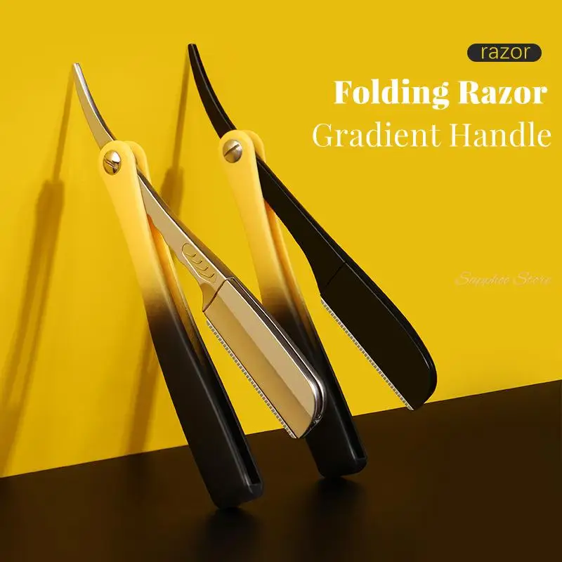 

Men Straight Edge Razor Folding Shaving Knife Gradient ABS Handle for Feather Blades Zinc Alloy Manual Hair Removal Shaver