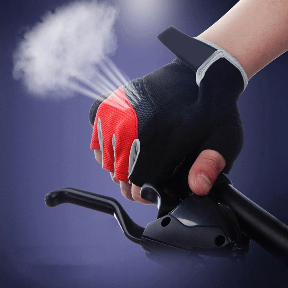 

1Pair Workout Half Gloves Non Slip Breathable Shock Absorbing Anti Skid for Cycling Climbing Fishing Riding White