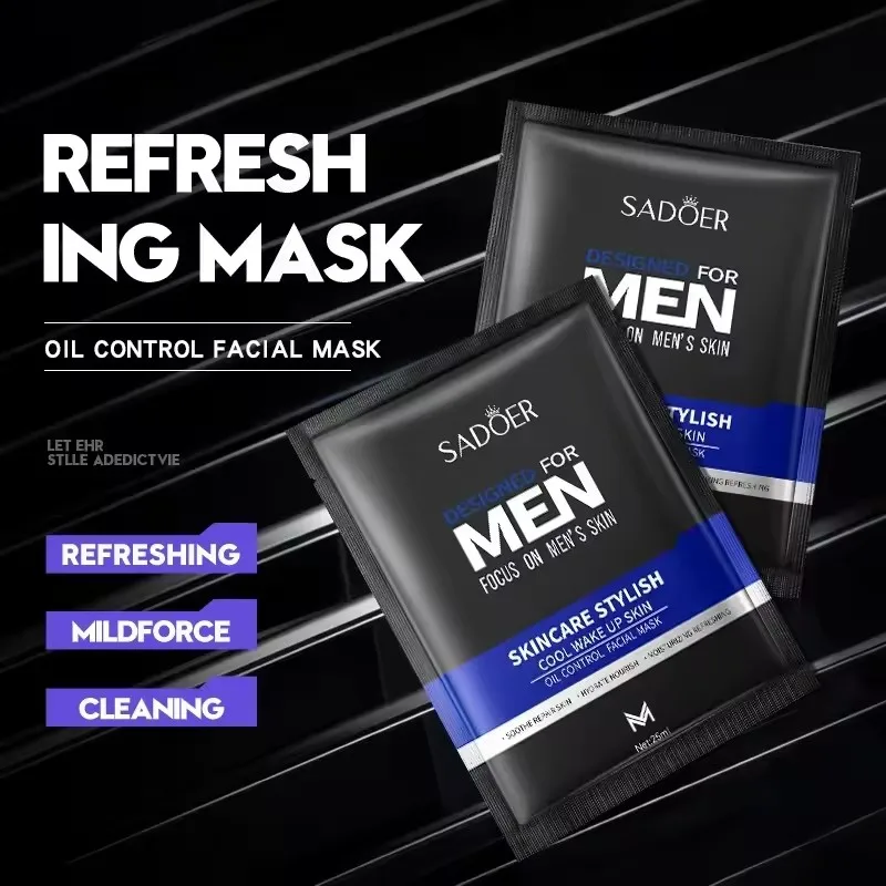 10pcs Men's Face Mask Facial Moisturizing Oil Control Anti-aging Hydrating Facial Masks Face Sheet Mask Skin Care