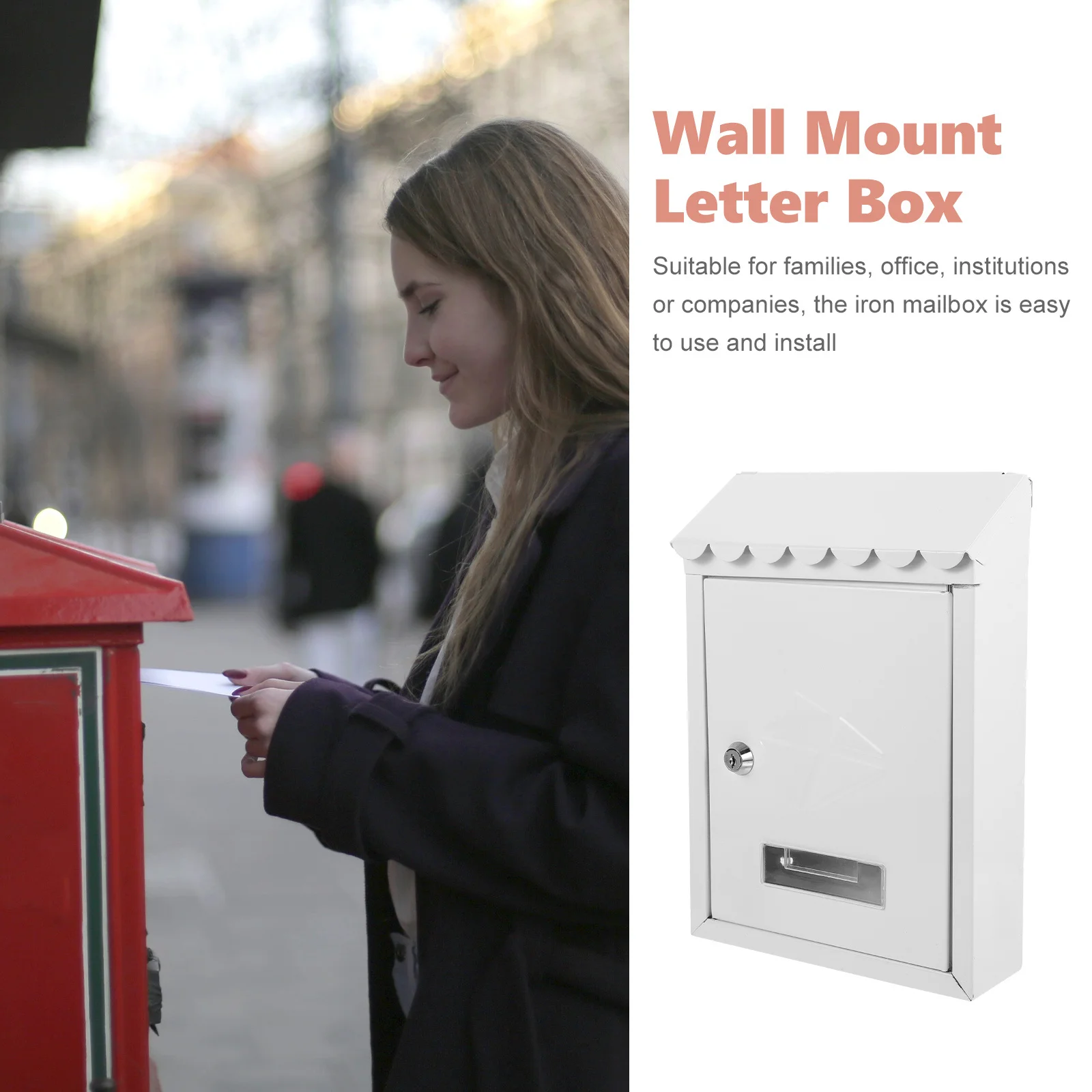 Vintage Wall Mount Mailbox Heavy Duty Iron Letter Box for Household Company Suggestion Outdoor Waterproof Metal Post Box