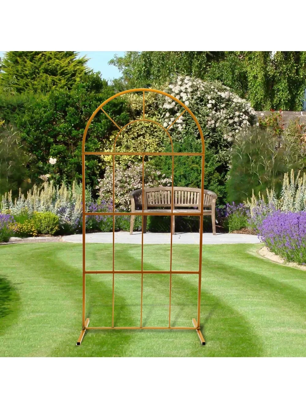 Toile de fond en arc de support de mariage pour mariages, fêtes d'anniversaire, fêtes de Noël sur pied en fer doré