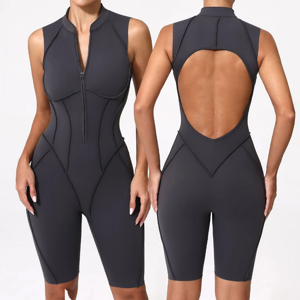 

Sleeveless Hollow Backless Unitard Gym Women Romper Summer One Piece Outfits Sexy Monkeys Fitness Sport Short Jumpsuit Overalls