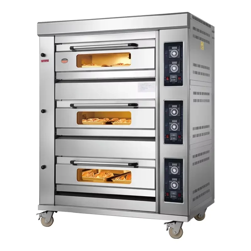 2026 CE Certificate Stainless Steel Commercial 3 Deck 6/9 Trays Large Capacity Baking Bakery Oven Digital Control for