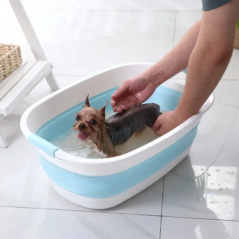 

Silicone Foldable Dog Shower Bathtub Small Puppy Bath Tub Multifunction Thick Cat Bathtub Wash Cleaning Household Pet Supplies