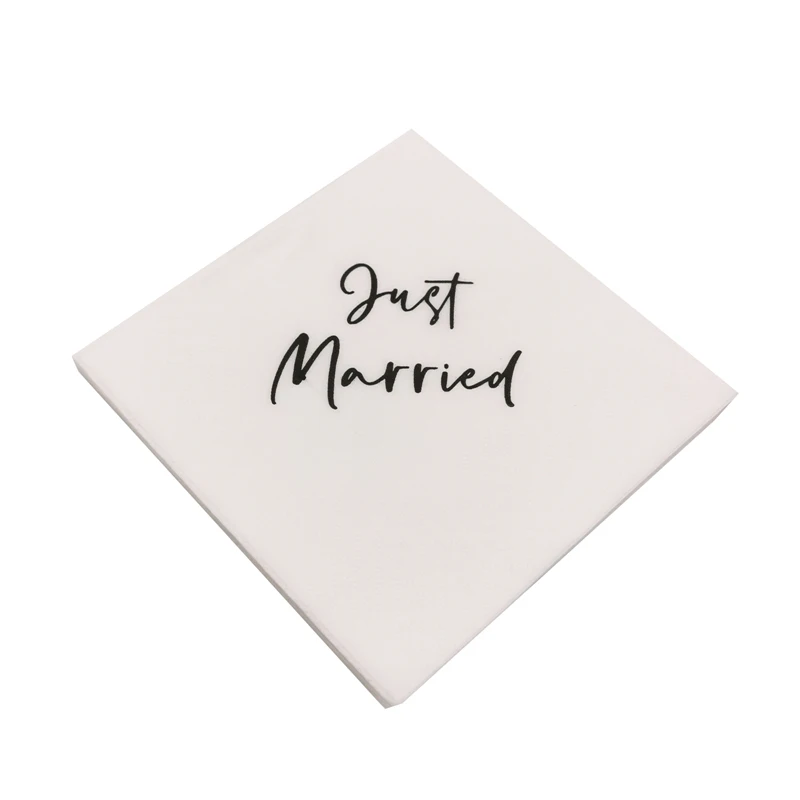 20Pcs Just Married Paper Napkins Wedding Party Engagement Dinner Tissues Bridal Shower Bachelorette Party Decoration Supplies