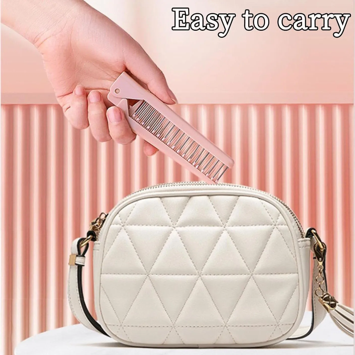 1Pc Portable Travel Mini Hair Brush - Compact Foldable Double-Headed Comb for Purse, Bags - Pocket-Size for Women and Girls