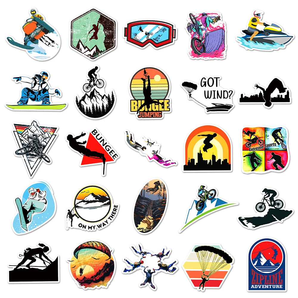 10/30/50pcs Waterproof Extreme Outdoor Sport Stickers DIY Surfing Decal Skateboard Helmet Snowboard Car Bike Toy Sticker for Kid