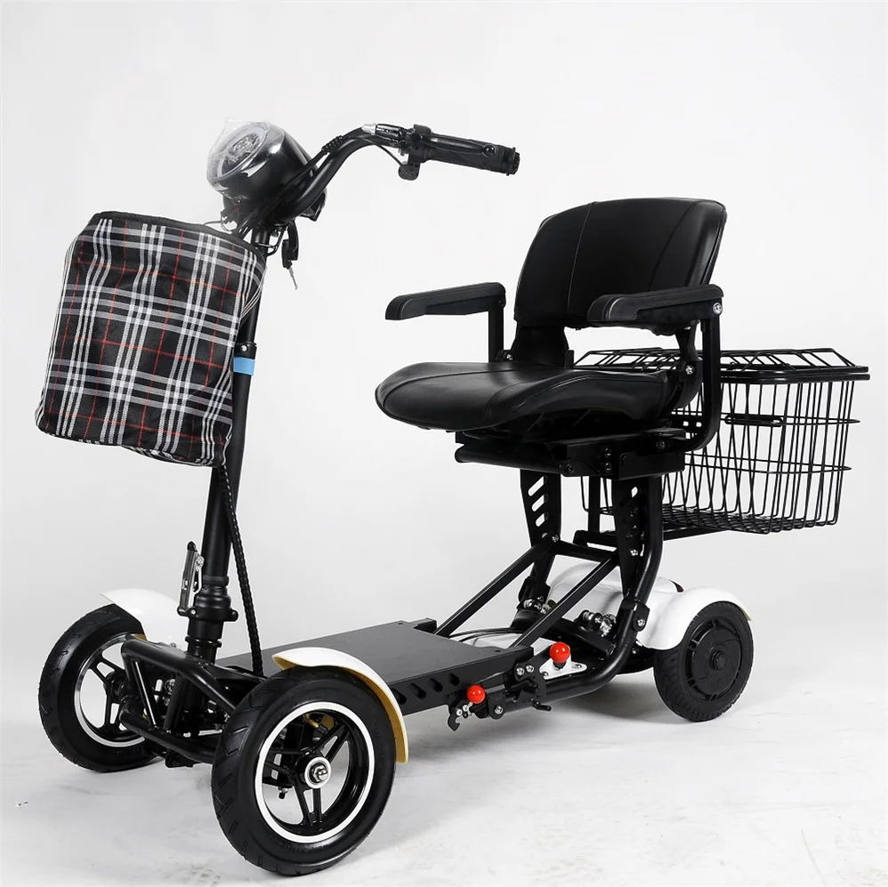 

Lightweight Foldable Four-Wheel Electric Scooters For Elderly Power-Assisted Boarding Airplanes Walker Rollator
