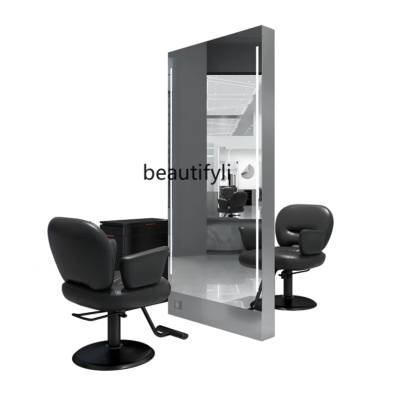 xx1Single-Double-Sided Floor Hair Cutting Mirror for Barber Shop, Simple Hairdressing