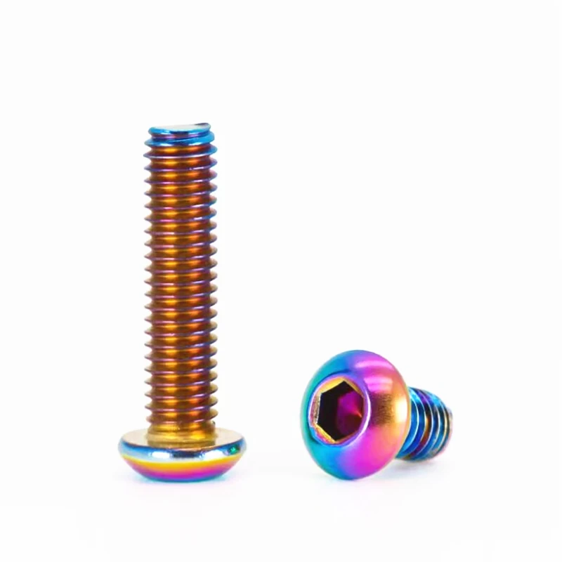 2pcs-10PCS ISO7380 304 stainless steel with titanium plated colourful  Half round pan head hex socket allen button head screw