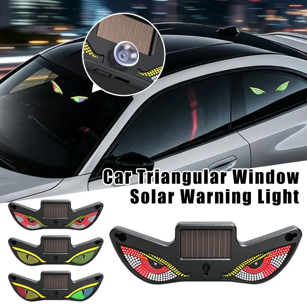 Solar Powered Devil Eyes Car LED Decor Light, Wireless Auto Window Atmosphere Lamp, Waterproof Window Evil Eye Warning Light