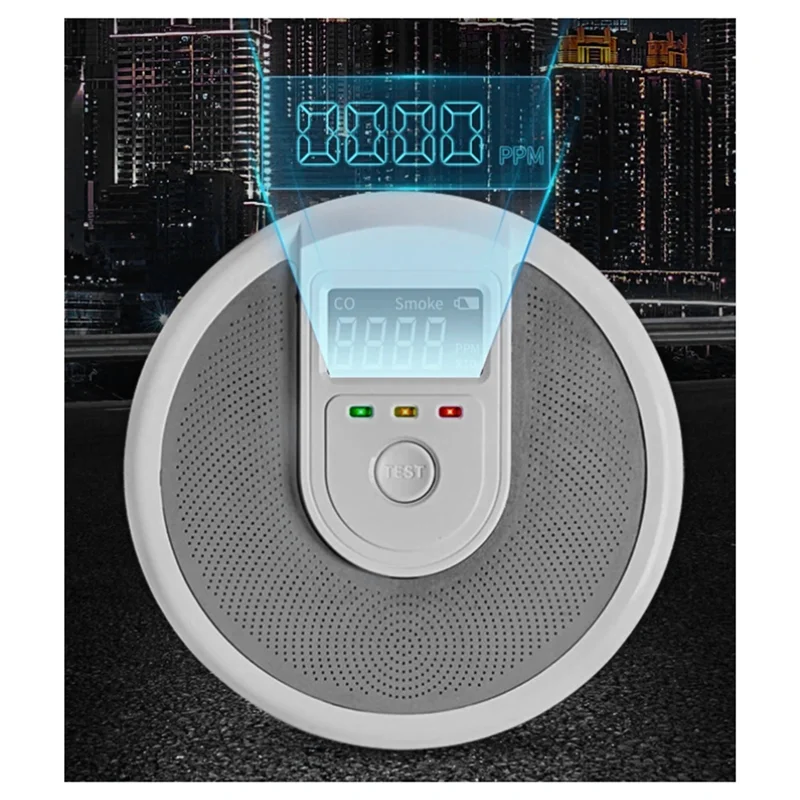 B24B 2 In 1 CO And Smoke Alarm Fire Protection Detector Composite Independent Type Carbon Monoxide Sensor CO