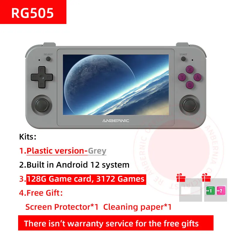 Consola de Juegos Portátil Anbernic RG505, Android 12, Unisoc Tiger T618, 128 GB Integrados, 3172 Juegos Precargados, Pantalla OLED de 4.95 Pulgadas