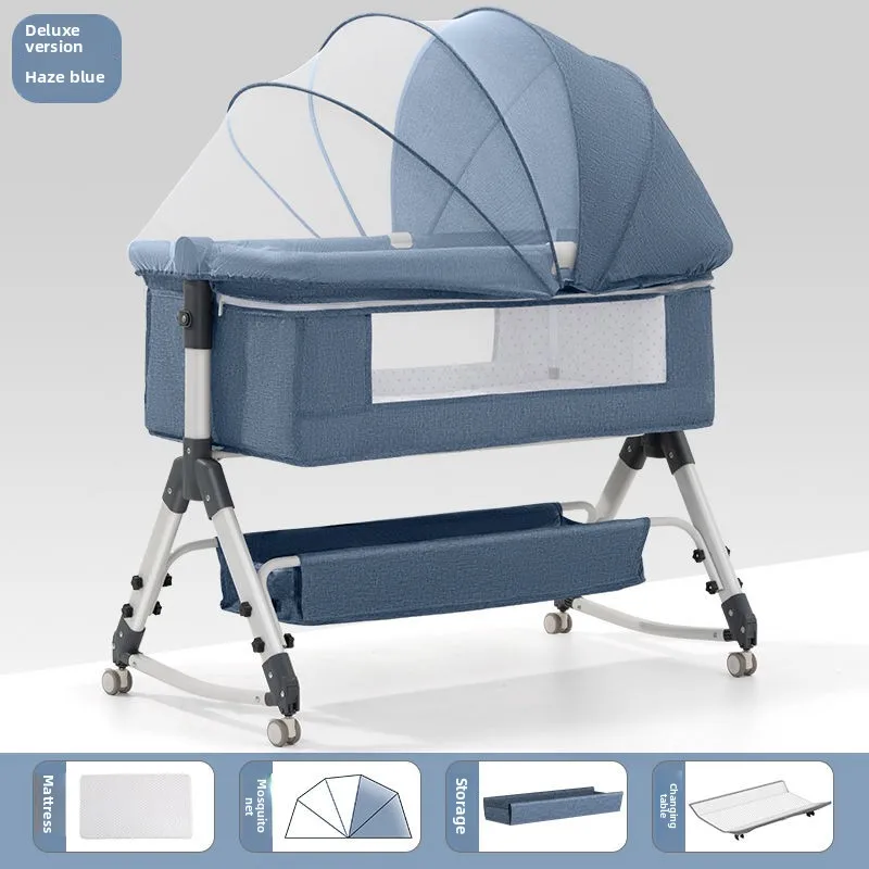 

Crib Splicing Queen Bed Baby Cradle Children's Cradle Multifunctional Portable Newborn Infant Sleeping Bed Toddler Cot