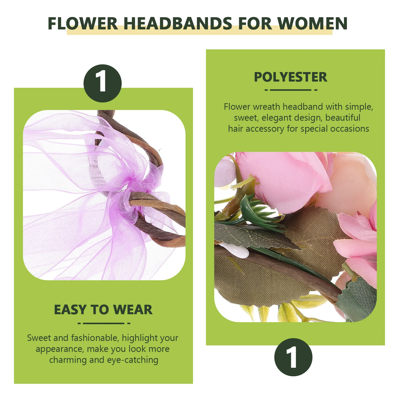 

Rose Flower Headband Adjustable Realistic Floral Crown Wedding Bridal Party Hair Accessory For Women