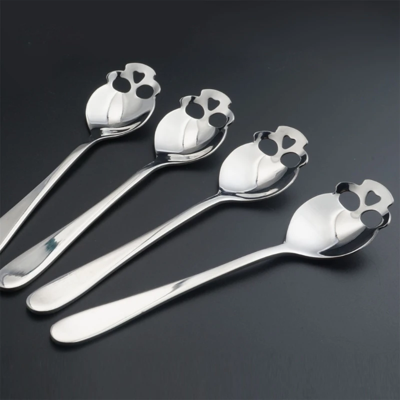 Stainless Steel Tableware Skull Coffee Spoons Stainless Steel Material Coffee Spoons Dessert Spoons for Halloween