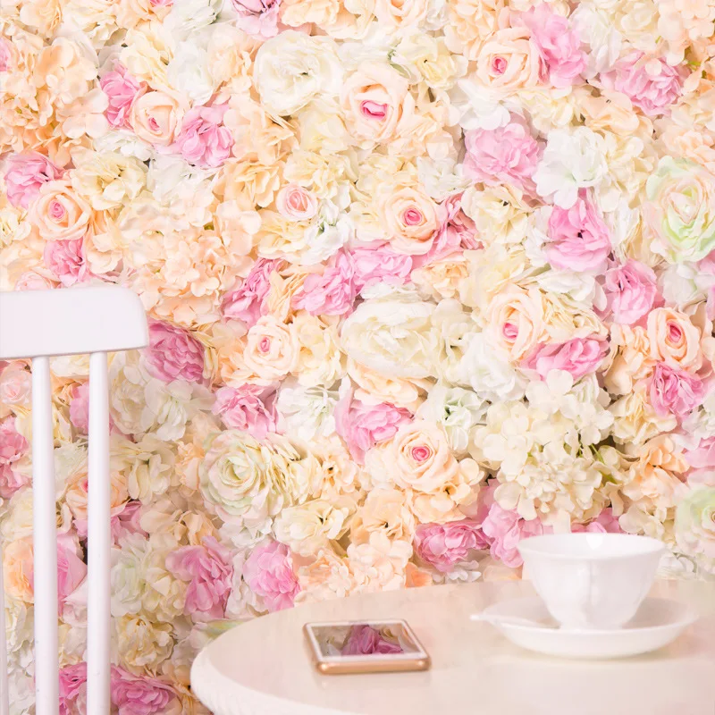 Artificial Flower Wall Panel 3D Rose Flower Background Artificial Rose Wall Party Wedding Backdrop Bridal Shower Home Decor